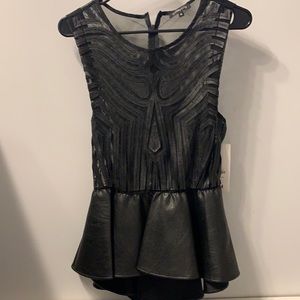 Mesh and Leather peplum top